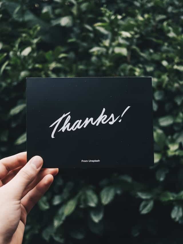 digitale Geschenkkarte mit Aufschrift "Thanks" 